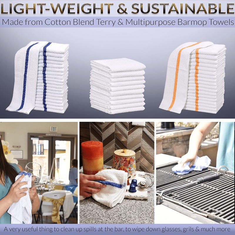 GOLD TEXTILES New Cotton Blend White Restaurant Bar Mops Kitchen Towels (12, White) - Image 3